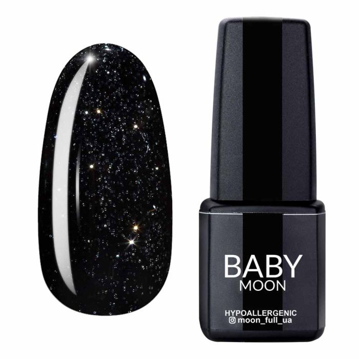 Гель-лак Baby Moon Dance Diamond №01 чорно-зелений із срібний шимером, 6мл