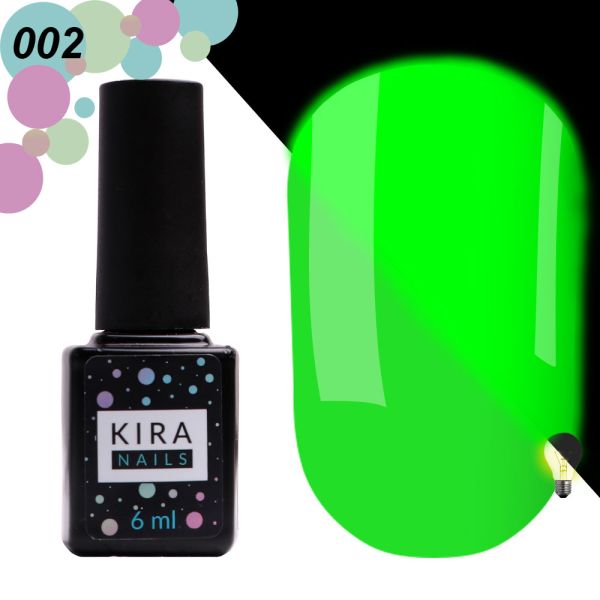 Гель-лак Kira Nails FLUO 002 (салатовий, флуоресцентний), 6 мл