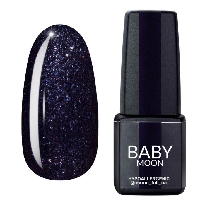 Гель-лак Baby Moon Midnight 08 чорний з шиммером, 6мл