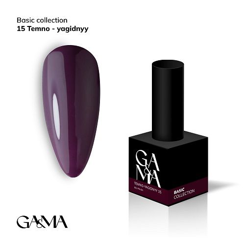 Гель-лак GaMa Basic collection 015 temno-yagidnyy  темно-ягідний 10мл