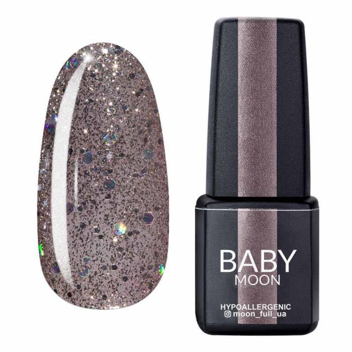 Гель-лак Baby Moon Dance Diamond 16 сріблясто-бежевий з різнокольоровим глітером, 6мл