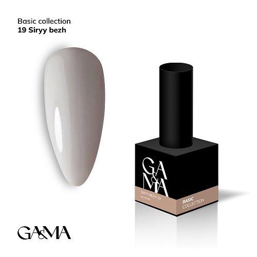 Гель-лак GaMa Basic collection 019 siryy bezh  сірий беж 10мл