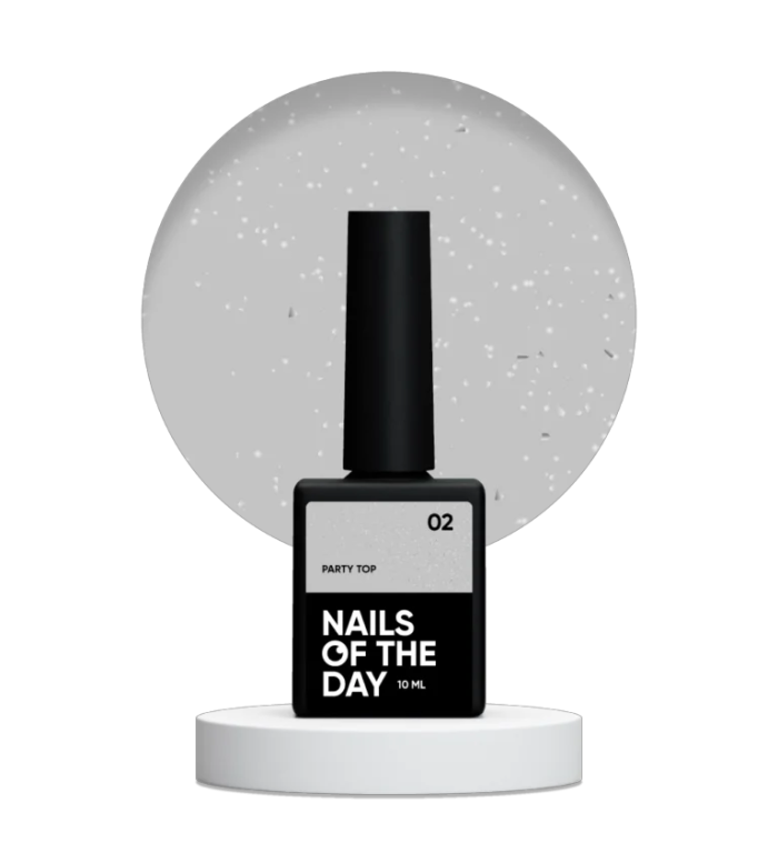 Топ NailsOfTheDay Party top 02 прозорий з дрібним шиммером  10 мл