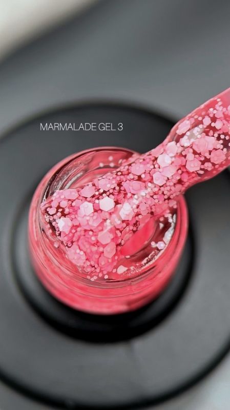 Гель-лак Saga Marmelad №3 з рожевими пластівцями 9мл