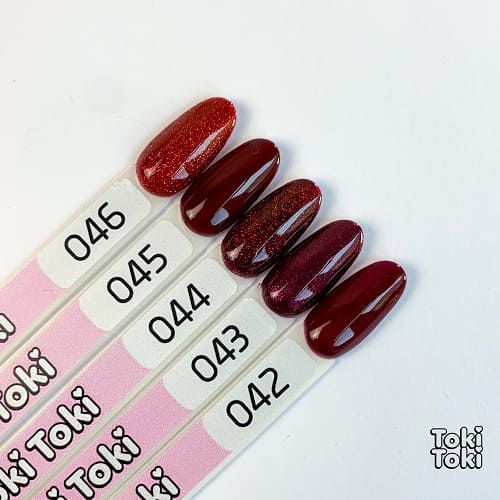Гель-лак Toki-Toki №044, 5 мл бордовий мікроблиск