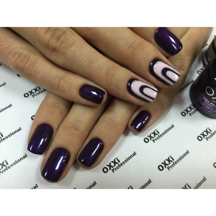 Гель-лак OXXI Professional №042 (темный фиолетовый с розоватым микроблеском), 8 мл