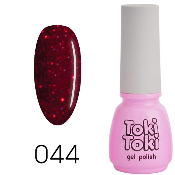 Гель-лак Toki-Toki №044, 5 мл бордовий мікроблиск