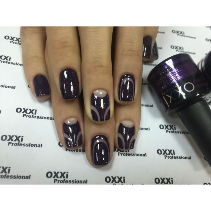 Гель-лак OXXI Professional №045 (темный фиолетовый с золотистым микроблеском), 8 мл
