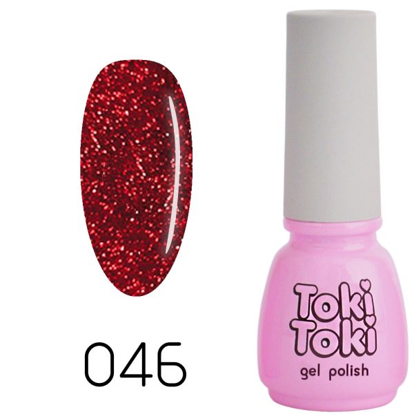 Гель-лак Toki-Toki №046, 5 мл червоний мікроблиск