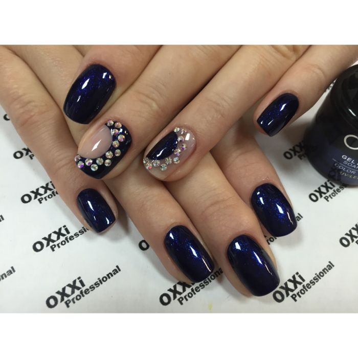 Гель-лак OXXI Professional №054 (очень темный фиолетовый с голубым микроблеском), 8 мл