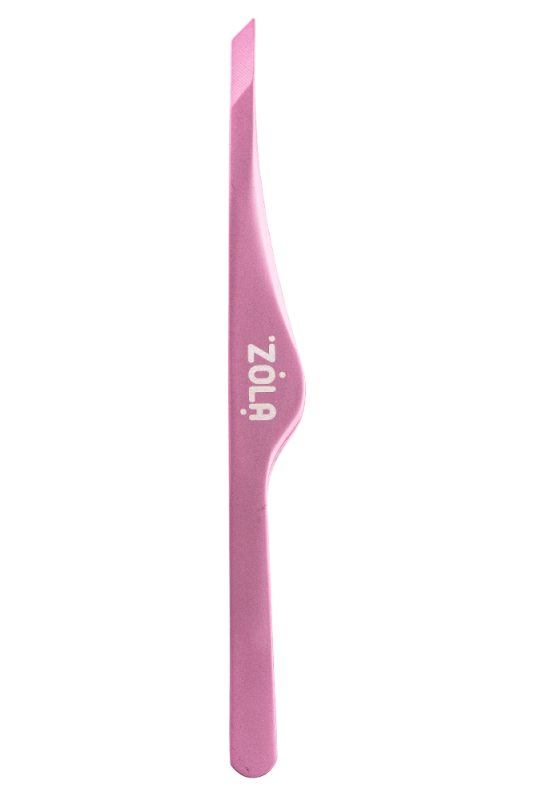 Пинцет скошенный профессиональный для бровей Zola Light Pink