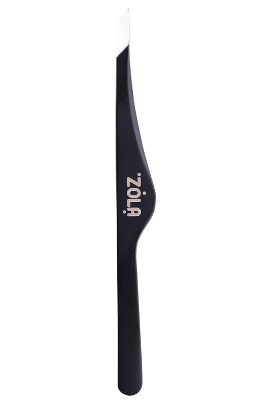 Пінцет скошений професійний для брів Zola BLACK