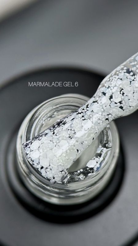 Гель-лак Saga Marmelad №6 с белыми хлопьями 9мл