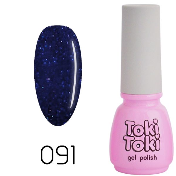 Гель-лак Toki-Toki №091, 5 мл темно-синій микроблиск