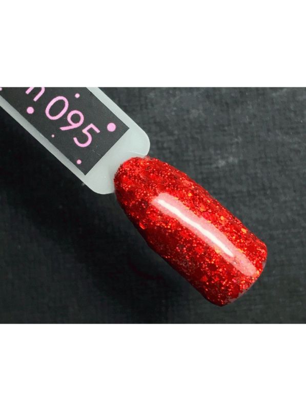 Гель-лак Kira Nails №095 (насыщенный красный с микроблеском), 6 мл