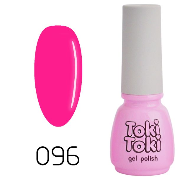 Гель-лак Toki-Toki №096, 5 мл неоновий світло-рожевий