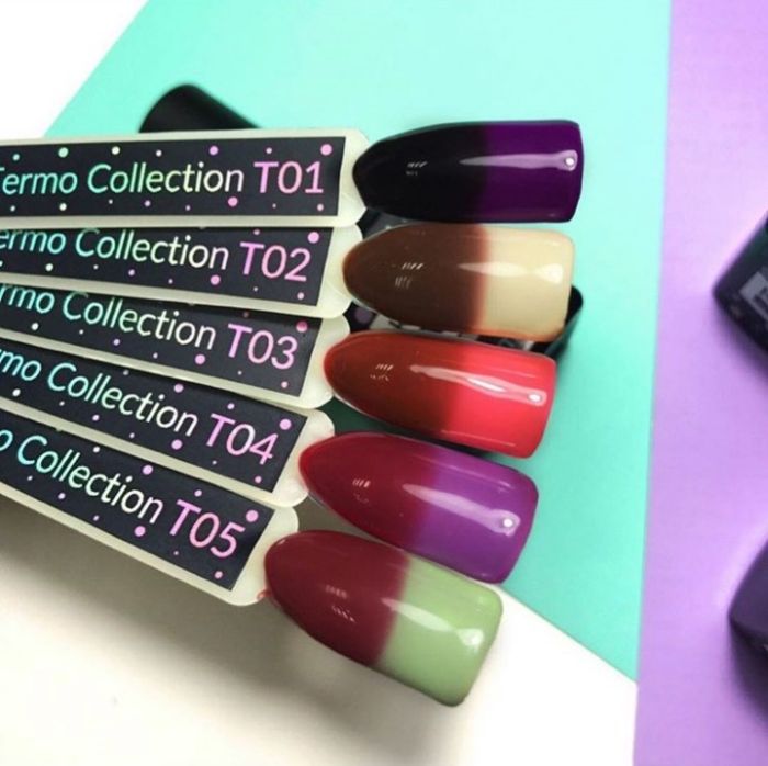 Термо гель-лак Kira Nails №T01 (темно-баклажановий, при нагріванні темна фуксія), 6 мл