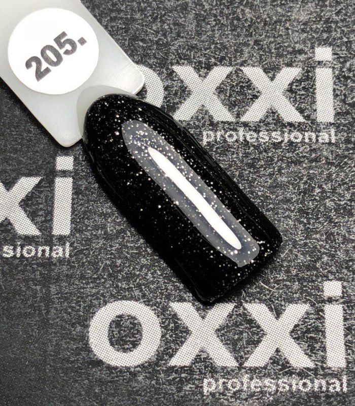 Гель-лак OXXI Professional №205 (черный с серебристыми блестками), 8 мл