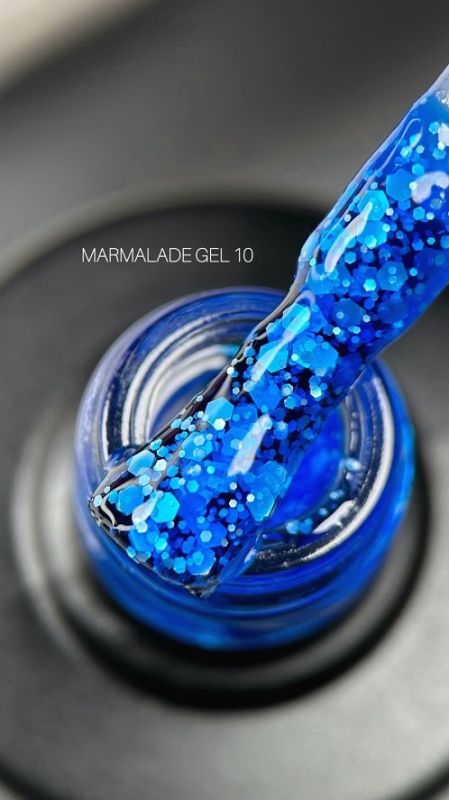 Гель-лак Saga Marmelad №10 з синіми пластівцями 9мл 