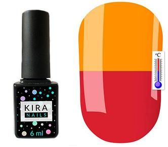 Термо гель-лак Kira Nails №T06 (приглушенно-малиновый, при нагревании насыщенный оранжевый), 6 мл 