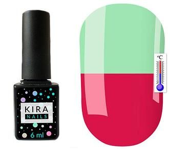 Термо гель-лак Kira Nails №T14 (приглушенная темная фуксия, при нагревании бледно-зеленый), 6 мл