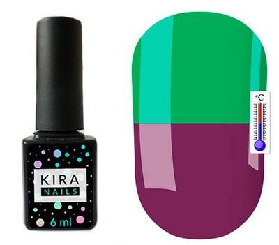 Термо гель-лак Kira Nails №T18 (приглушенный баклажановый, при нагревании яркий зеленый), 6 мл