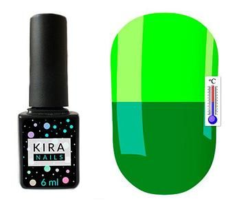 Термо гель-лак Kira Nails №T24 (травяной зеленый, при нагревании кислотный лаймовый), 6 мл