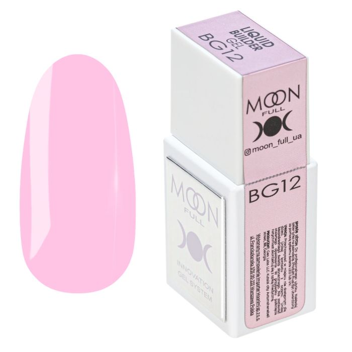 Жидкий  гель Moon Full Liquid Builder Gel BG12 яркий розовый 15мл