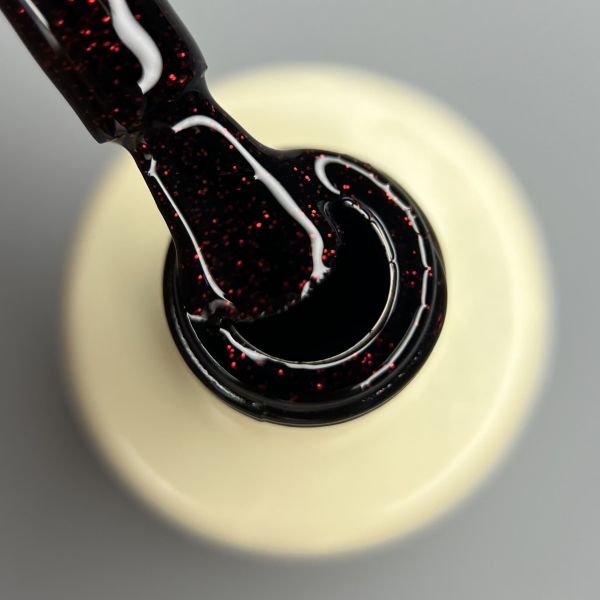 Гель-лак Nika Zemlyanikina  the gel polish 131 черный с красными блестками, 6мл