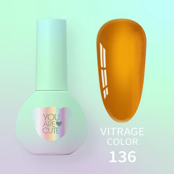 Гель-лак You are Cute 136 оранжевый витражный, 5мл