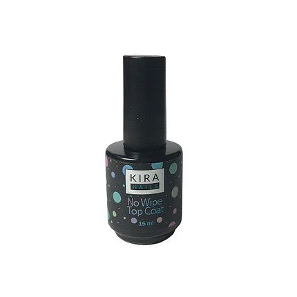 Kira Nails No Wipe Top Coat, закрепитель для гель-лака без липкого слоя, 15 мл 