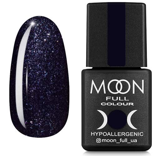 Гель-лак MOON FULL color Gel polish №189 (черный с блестками, микроблекс), 8 мл