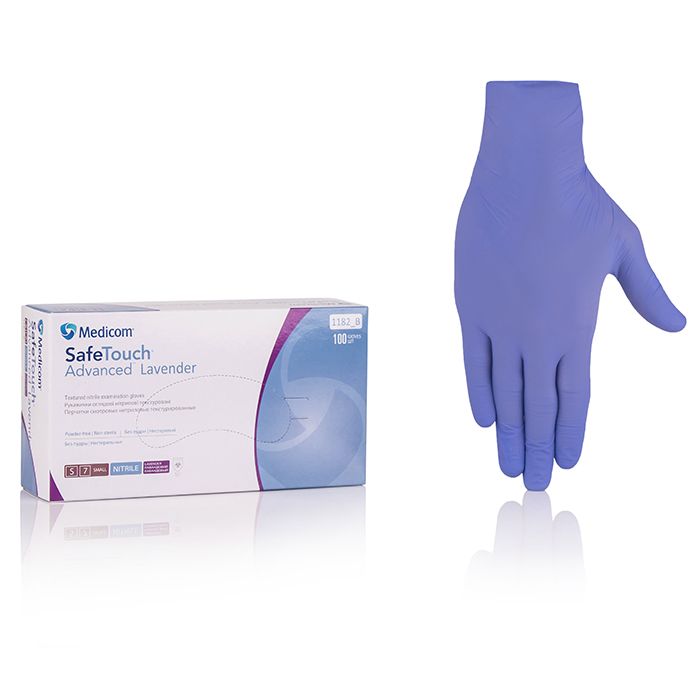Нітрилові рукавички лавандові непудровані Medicom Lavender
