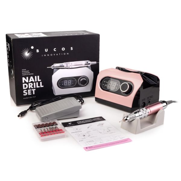 Фрезер для маникюра Bucos Nail Drill ZS-717 PRO Pink 65 Ватт, 35 000 об