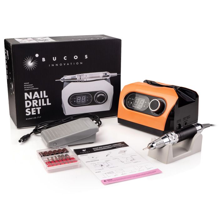 Фрезер для манікюра Bucos Nail Drill ZS-717 PRO ORANGE 65 Ватт, 35 000 об