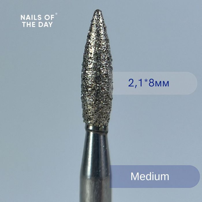 Фреза алмазна Nailsoftheday Полум’я  синя  2,1*8мм