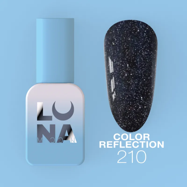 Гель-лак Luna Color 210 світловідбиваючий чорний,  8мл