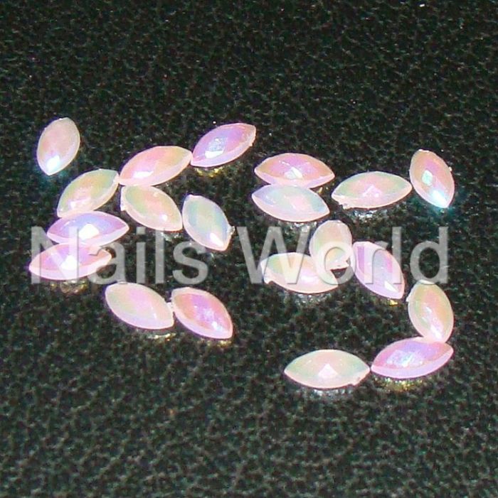 Стрази акрилові Nails World Marquise Pastel  Pink  AB 20шт