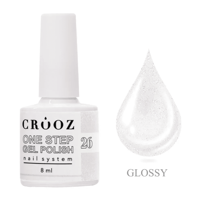 Однофазний гель-лак Crooz One Step Gel Polish 26  молочний із  срібним шиммером 8мл