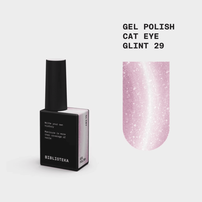 Гель-лак Biblioteka Cat Eye 29 Glint  рожево-бежевий котяче око, 10мл