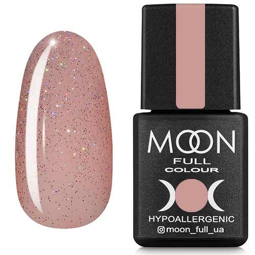 Гель-лак MOON FULL color Gel polish №307 (напівпрозорий персиковий з різнобарвними шіммерами), 8 мл
