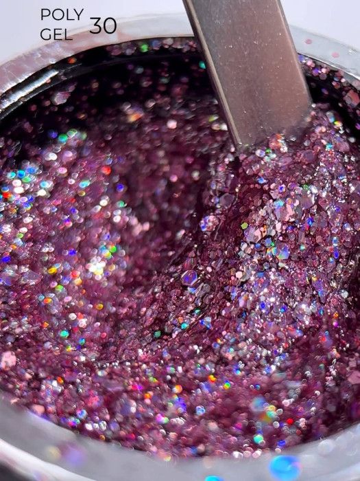 Полігель Miss Luna Premium PolyGel 30 рожевий з пайєтками, 15мл