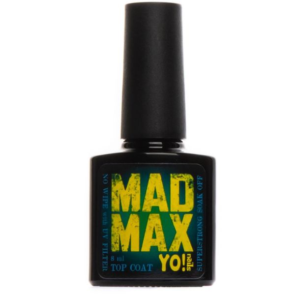 Супер стойкий топ без липкого слоя Yo!Nails Mad Max с UV фильтром, 8 мл