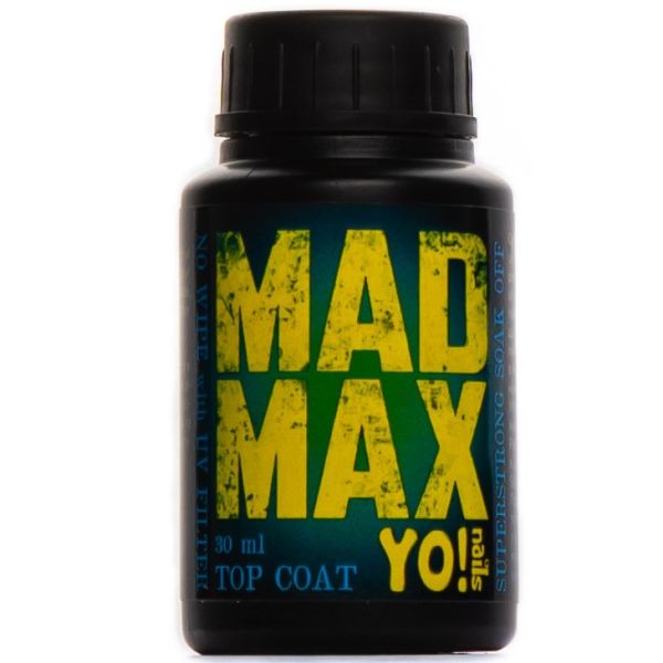 Супер стойкий топ без липкого слоя Yo!Nails Mad Max с UV фильтром, 30 мл
