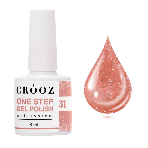 Однофазный гель-лак Crooz One Step Gel Polish 31 пудро-розовый с жемчужным блеском 8мл