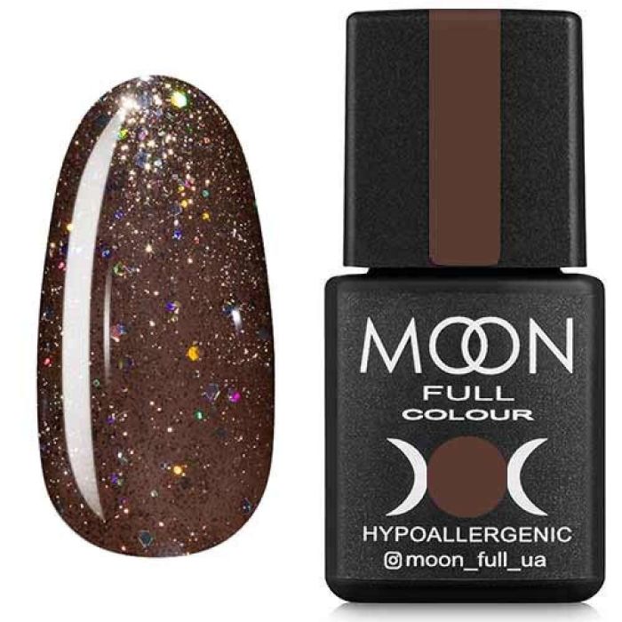 Гель-лак MOON FULL color Gel polish №322 (темний бежевий з різнобарвним глітером), 8 мл