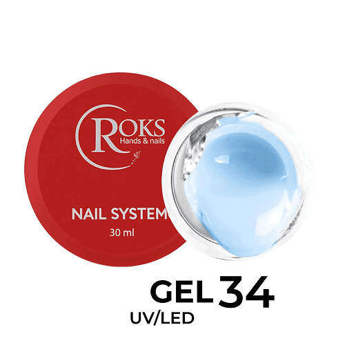 Гель для нігтів Roks Builder Gel 34 небесний, 30мл