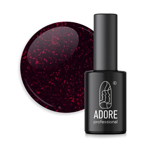 Гель-лак Adore 387  firework бордово-червоний з глітером 8мл