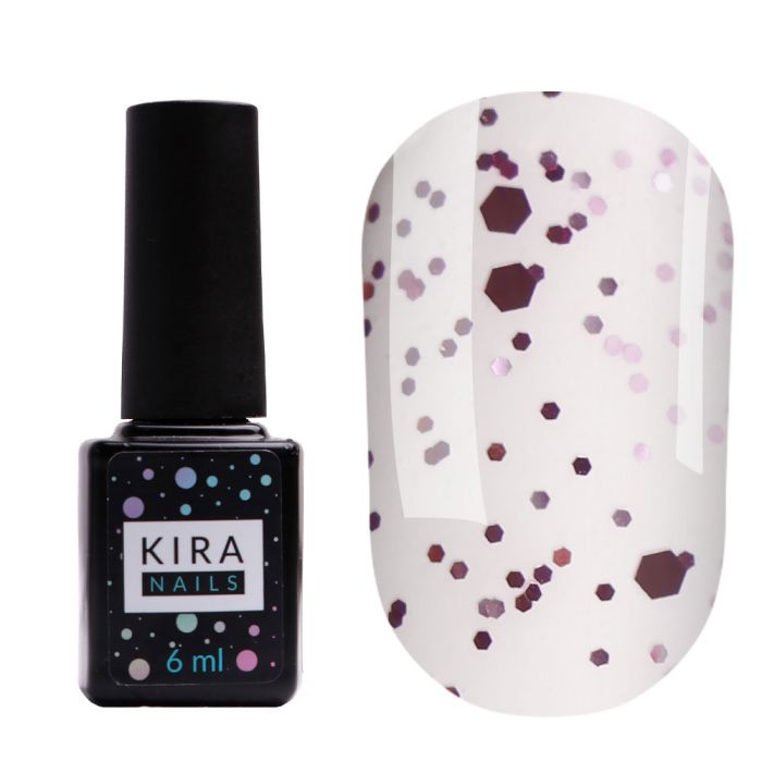 Топ без липкого шару Kira Nails No Wipe Top Pink Yogurt з рожевою крихтою, 6 мл