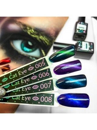 Гель-лак Kira Nails Cat Eye №008 (насичений синій, магнітний), 6 мл